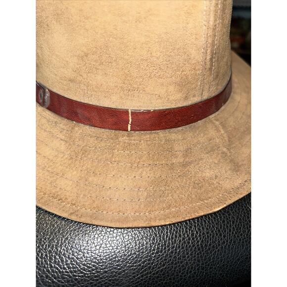 INDIANA JONES STETSON TEMPLE FEDORA HAT BROWN Suede Leather Band size Med - Picture 4 of 6